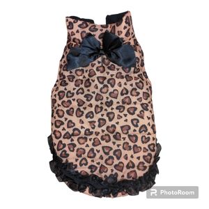 Chic Leopard Dog Dress with Elegant Black Bow